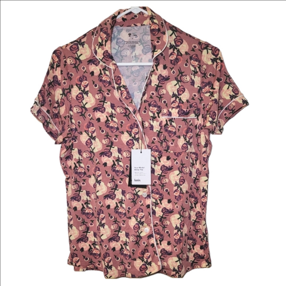 Knix NEW Short Sleeve Modal Sleep Top Size small Rose Bouquet